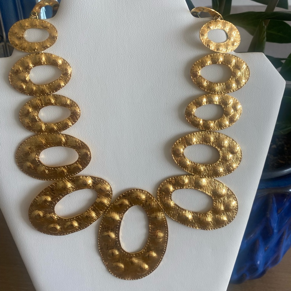 One of a kind 24k gold plated bronze necklace.